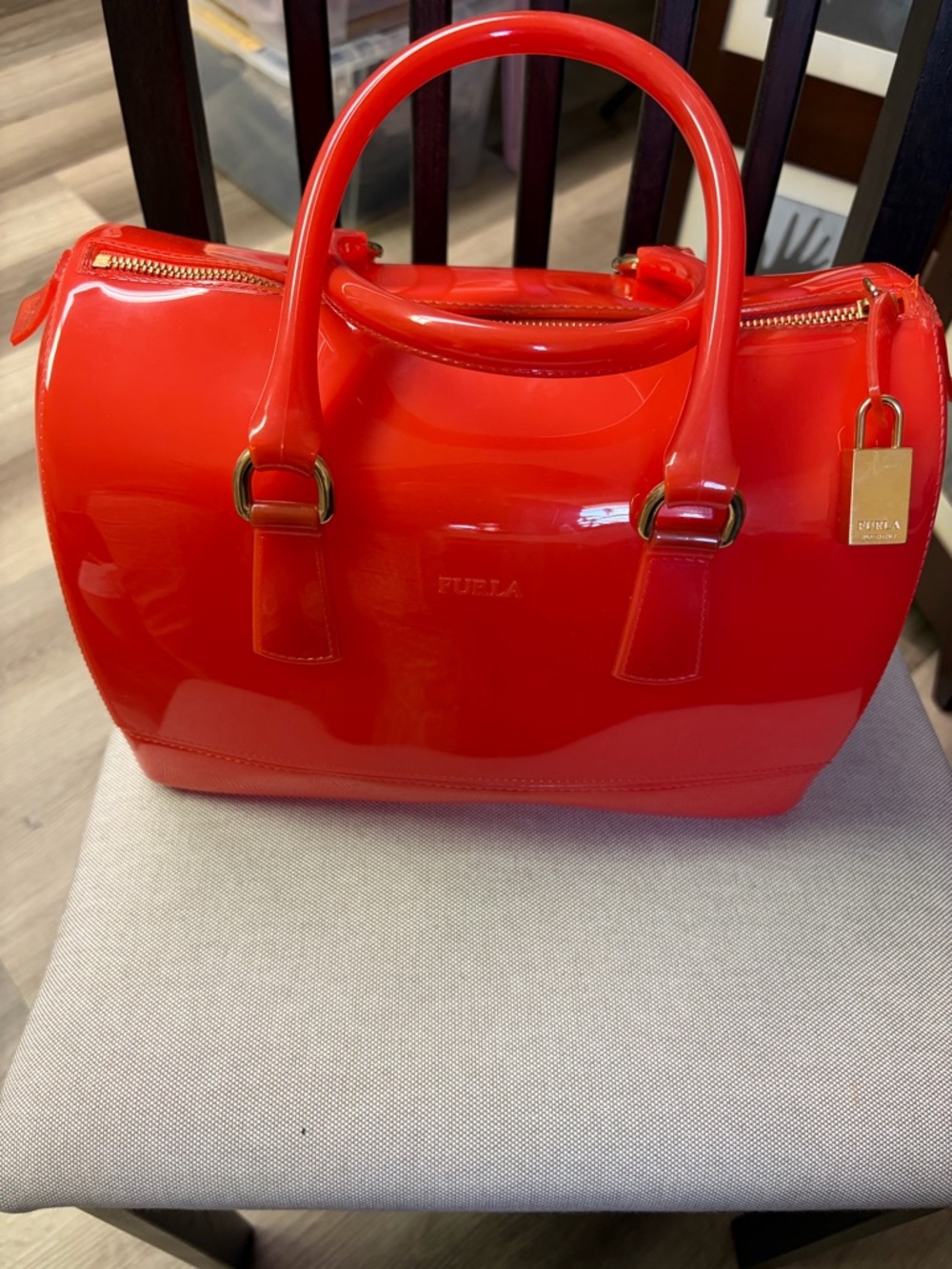 Furla Bright Red Jelly/ Candy Dome Satchel